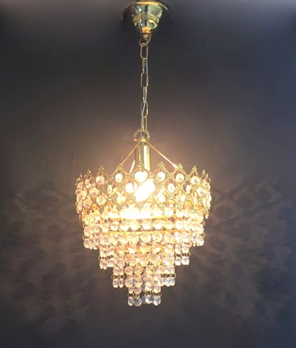 Small Size Golden Coated and Crystal Pendant Hanging Chandelier